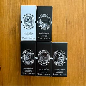 5 Diptyque 2ml Fragrances (4 Eau de Parfum, 1 Eau de Toilette)